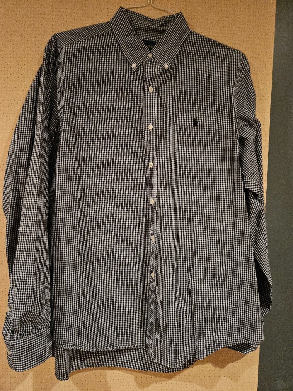 Ralph Lauren Gingham Button-Down Shirt - XL Black/White